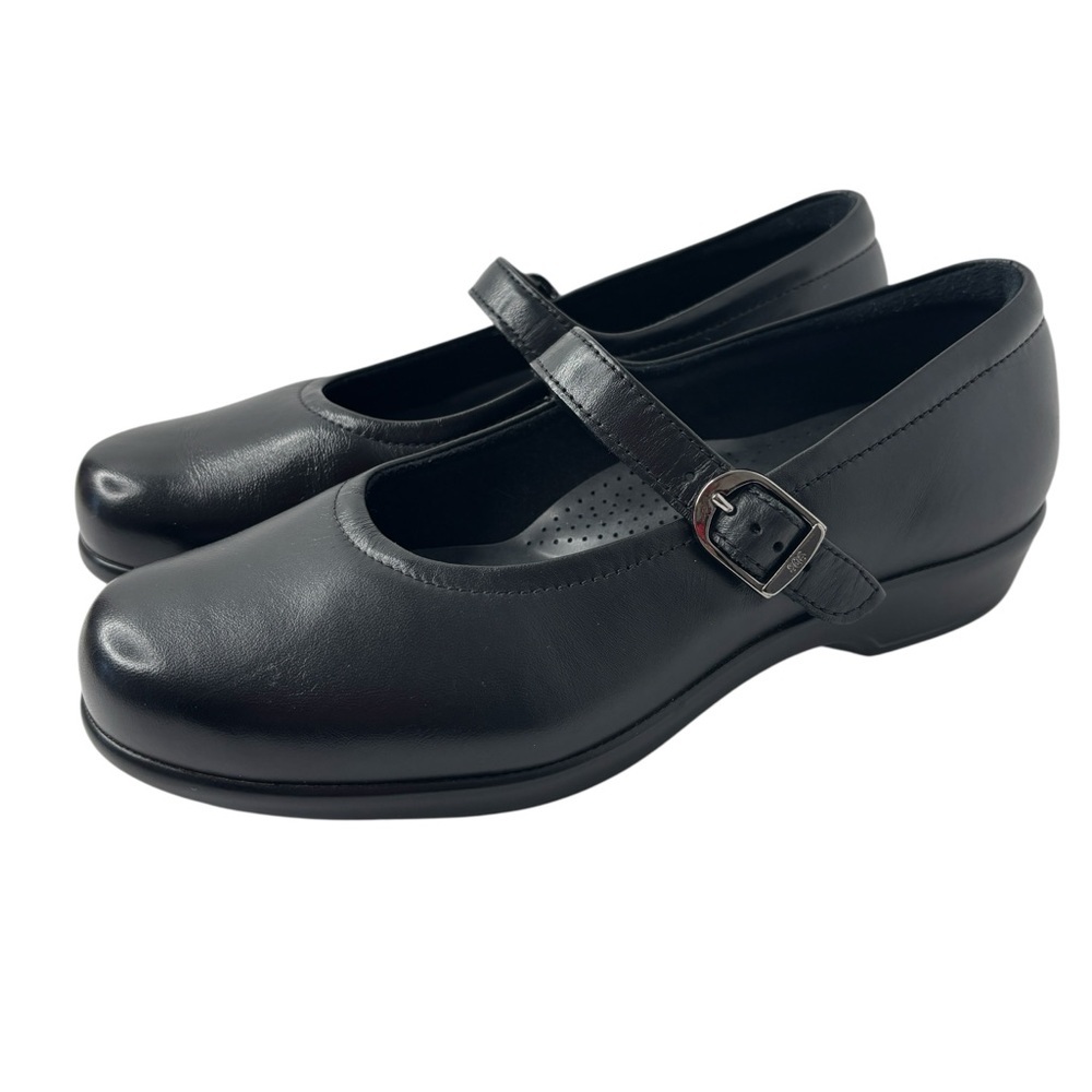 SAS Maria Mary Jane Black Leather Tripad Comfort Shoe Size 6.5 Wide Made in USA